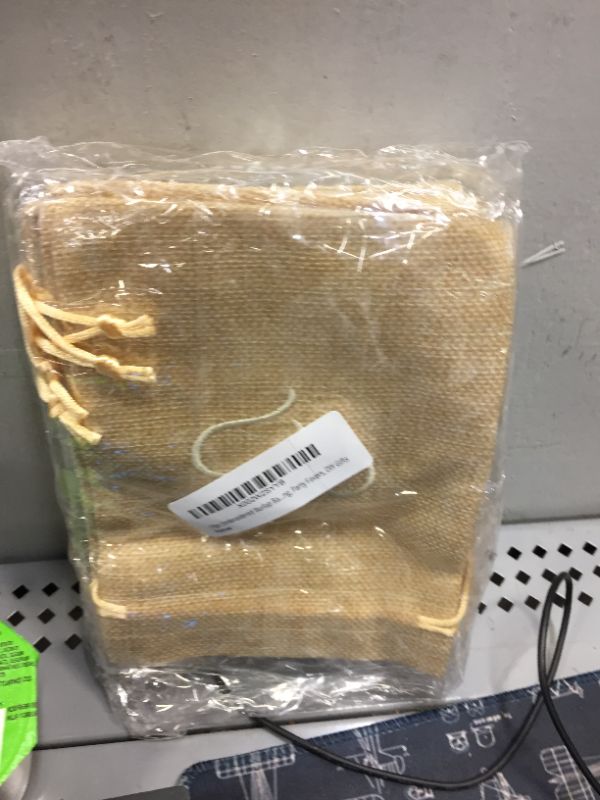 Photo 1 of 10pc Premium Burlap Gift Bags with Drawstring and 10 Gift Tags & String

