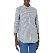 Photo 1 of Amazon Essentials Women's Classic-Fit Long-Sleeve Button-Down Poplin Shirt Sz L