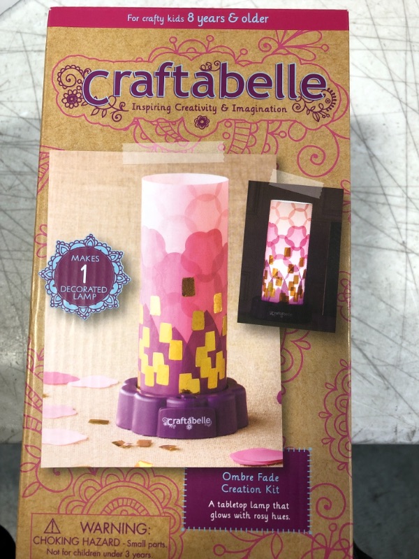 Photo 2 of Craftabelle – Ombre Fade Creation Kit – Lampshade Decorating Kit – 323pc LED Lamp Set with Fabric & Accessories – DIY Arts & Crafts for Kids Aged 8 Years +