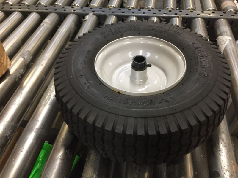 Photo 2 of 15x6.00-6" Pneumatic Tire,Front Assembly Replacement for Craftsman Mower,Turf Tread,3" Center hub with Steel Rim,3/4'' bushings