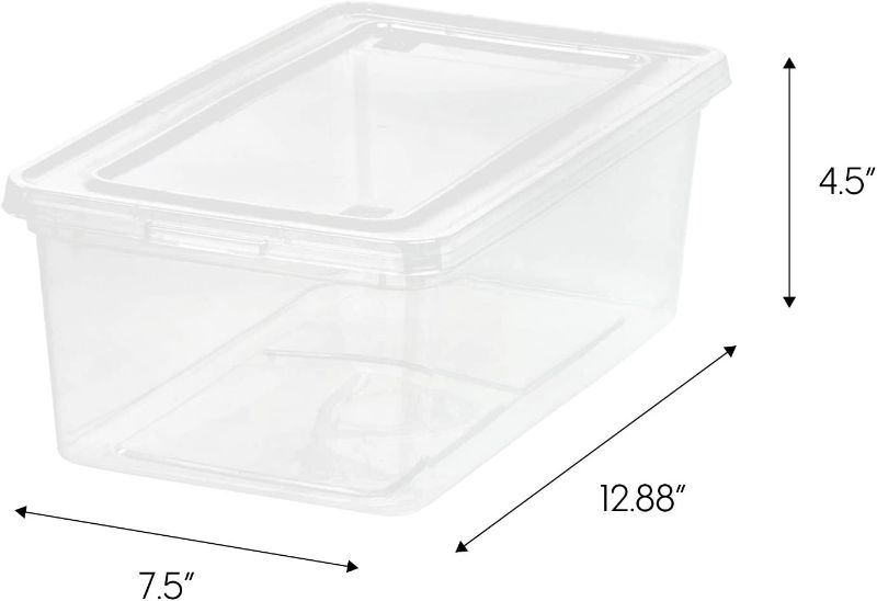 Photo 1 of 2 PACK IRIS USA 5.9 Qt. Plastic Storage Container Bin with Latching Lid, Stackable Nestable Shoe Box Tote Shoebox Closet Organization School Art Supplies - Clear
