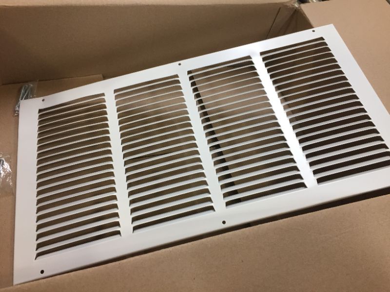 Photo 3 of 20"w X 10"h Steel Return Air Grilles - Sidewall and Ceiling - HVAC Duct Cover - White [Outer Dimensions: 21.75"w X 11.75"h]