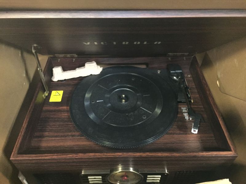 Photo 2 of Victrola Nostalgic 6-in-1 Bluetooth Record Player & Multimedia Center with Built-in Speakers - 3-Speed Turntable, CD & Cassette Player, AM/FM Radio | Wireless Music Streaming | Espresso Espresso Entertainment Center