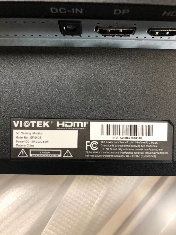 Photo 1 of Viotek GFI34CB 34-Inch IPS Ultrawide Full HD Monitor | 21:9 2560 x 1080p | 75Hz 7ms (OD) | FreeSync & G-Sync-Compatible | 2X HDMI 2.0, DP | Zero Dead Pixel Warranty