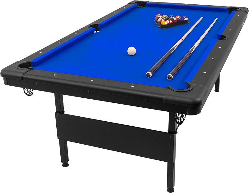 Photo 1 of GoSports Mid-Size Billiards Game Tables - Foldable Design, Includes Full Set of Pool Balls, 2 Cue Sticks, Chalk, and Felt Brush *****BOX FACTORY SEALED***************
