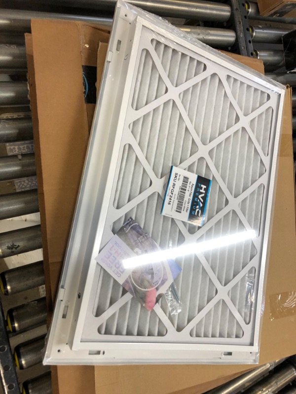 Photo 3 of 18" X 18" Return Air Filter Grille - Filter Included - Easy Plastic Tabs for Removable Face/Door - HVAC Vent Duct Cover - White [Outer Dimensions: 19.75w X 19.75h] 18 x 18