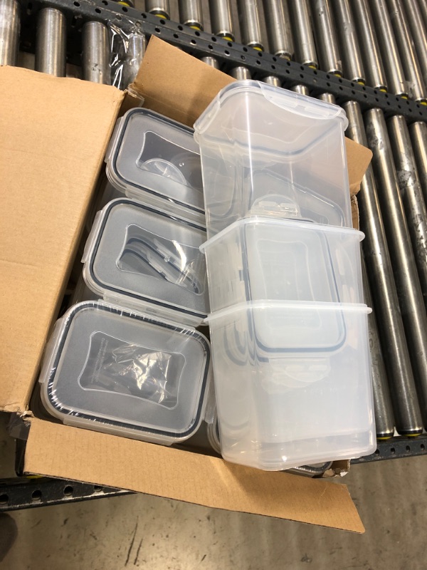 Photo 1 of Airtight Plastic Food Storage Containers with Lids, 24 Packs Stackable BPA Free Clear Pantry Organization and Storage.Durable Canisters Sets for Cereal,Sugar,Baking Supplies-with Labels, Marker& Spoon Transparent- 978 OZ
