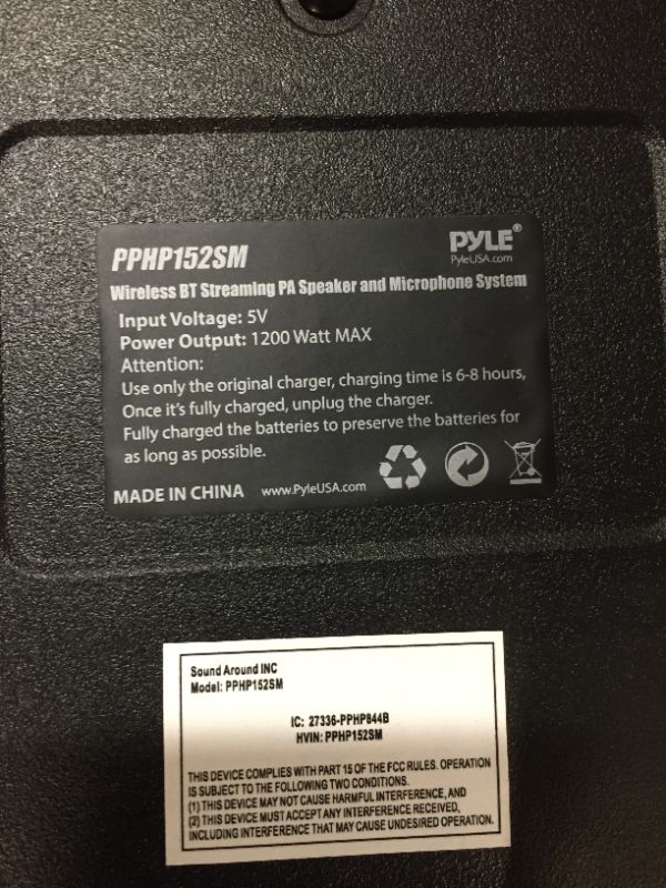 Photo 3 of Pyle Portable Bluetooth PA Speaker System-1200W Outdoor Bluetooth Speaker Portable PA System w/Microphone in, Party Lights, MP3/USB SD Card Reader FM Radio, Rolling Wheels-Mic, Remote PPHP152SM.5