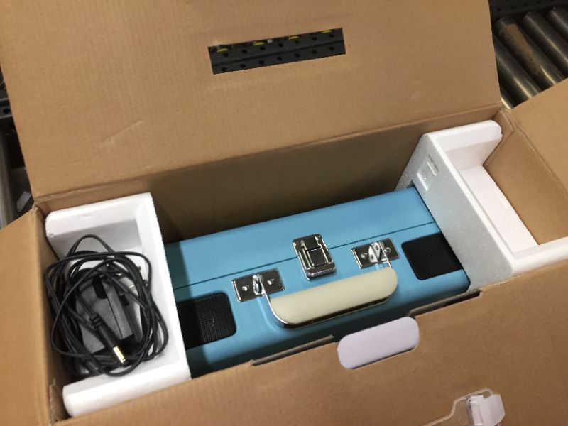 Photo 1 of Crosley CR8005F-TU Cruiser Plus Vintage 3-Speed Bluetooth in/Out Suitcase Vinyl Record Player Turntable, Turquoise/White Bluetooth In/Out Turquoise/White