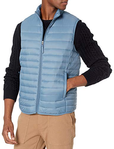 Photo 1 of Amazon Essentials Men's Lightweight Water-Resistant Packable Puffer Vest, Medium Blue, X-Large
