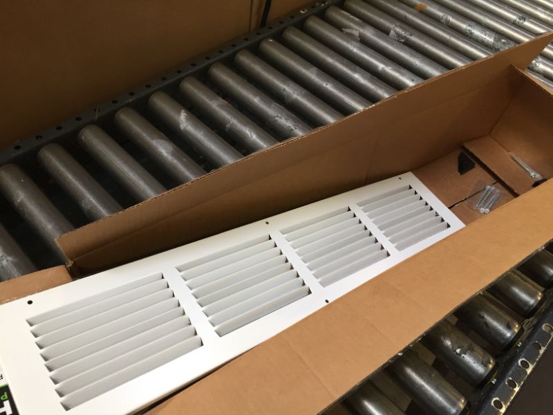 Photo 2 of 24"w X 4"h Steel Return Air Grilles - Sidewall and Ceiling - HVAC Duct Cover - White [Outer Dimensions: 25.75"w X 5.75"h] 24 X 4 White