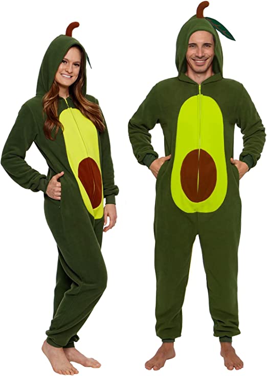 Photo 1 of Avocado Adult Onesie - Food Halloween Costume - One Piece Cosplay Suit for Adults, Women and Men FUNZIEZ!--SIZE MEDIUM