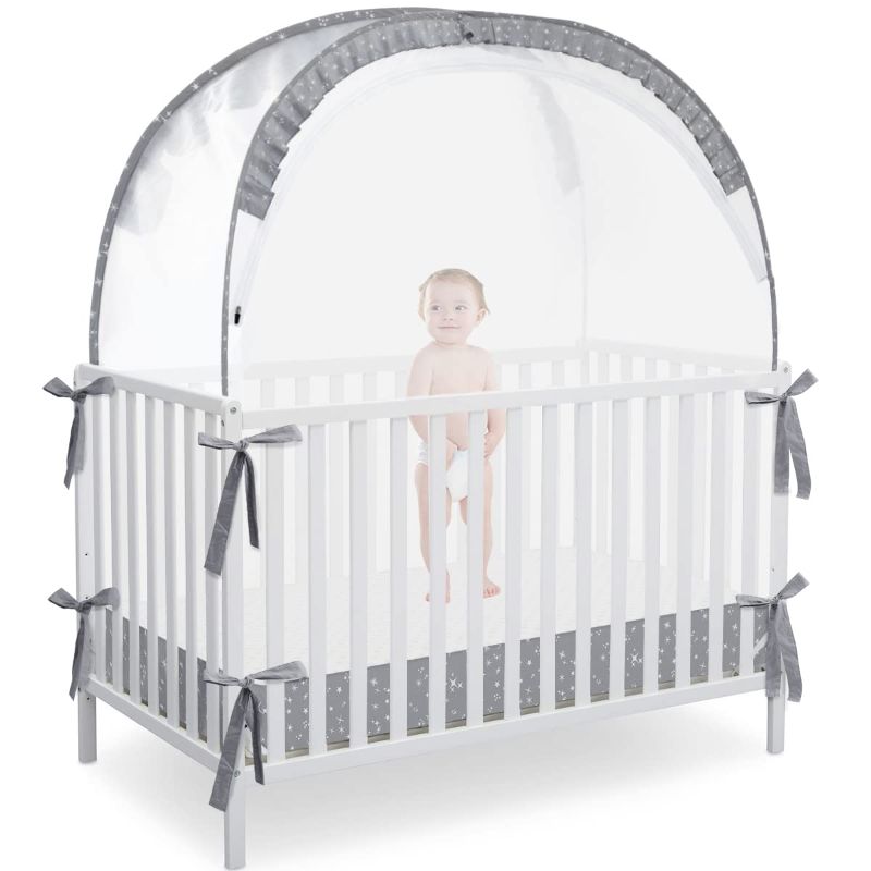 Photo 1 of Baby Crib Tent Crib Net to Keep Baby in, Pop Up Crib Tent Canopy Keep Baby from Climbing Out
