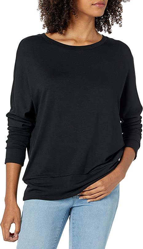 Photo 1 of Daily Ritual Women's Supersoft Terry Dolman Cuff Sweatshirt-BLACK XXL
