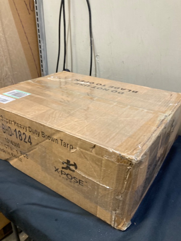 Photo 2 of 18' x 24' Super Heavy Duty 16 Mil Brown Poly Tarp Cover - Thick Waterproof, UV Resistant, Rip and Tear Proof Tarpaulin with Grommets and Reinforced Edges - by Xpose Safety -- DAMAGE TO PACKAGING, OPEN BOX 