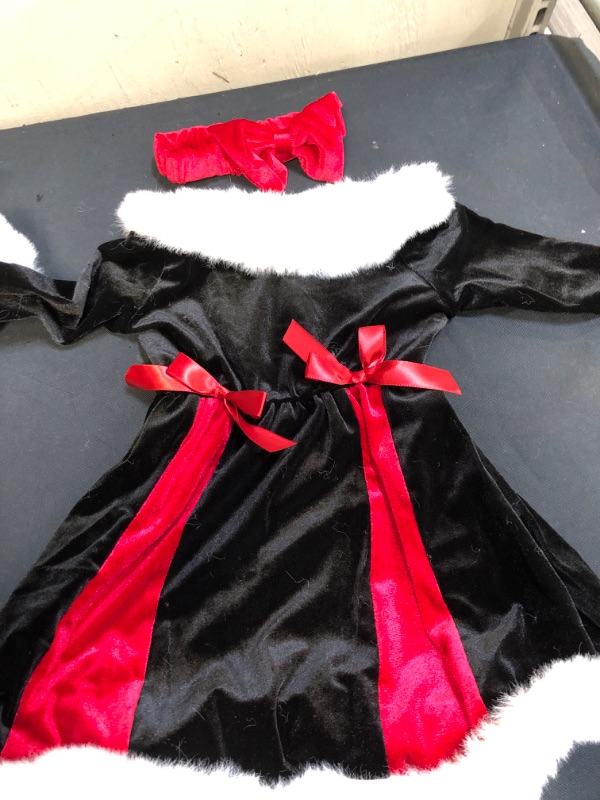 Photo 2 of AIKEIDY Toddler Baby Girl Christmas Dress Long Sleeve Velvet Dress for Holiday Wedding Party, SIZE 9-12 MONTHS 