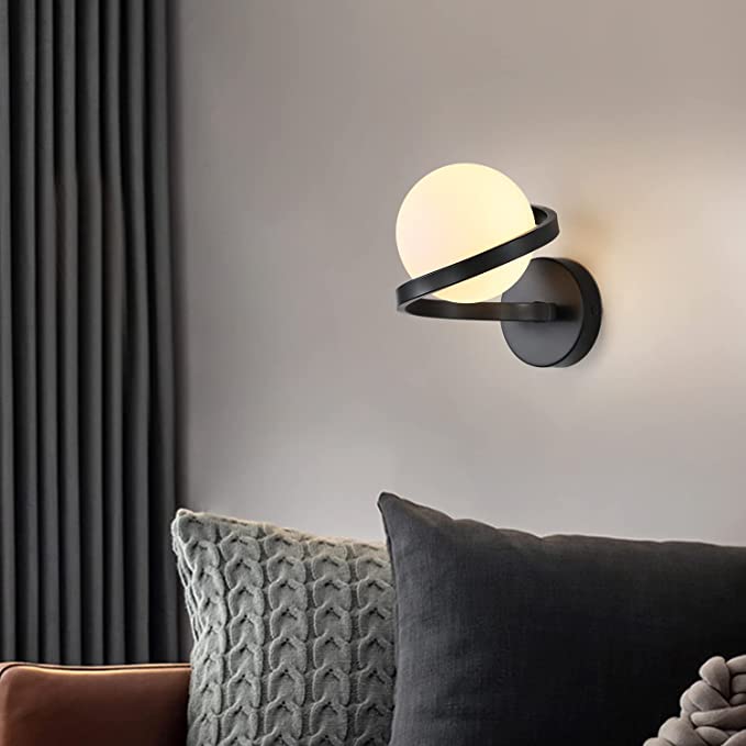 Photo 1 of XLZWJLQ Modern Wall Sconce Globe Wall Light White Lampshade Indoor Wall Light Fixture for Entryway Foyer Living Dining Room Bedroom Bedside Stairs