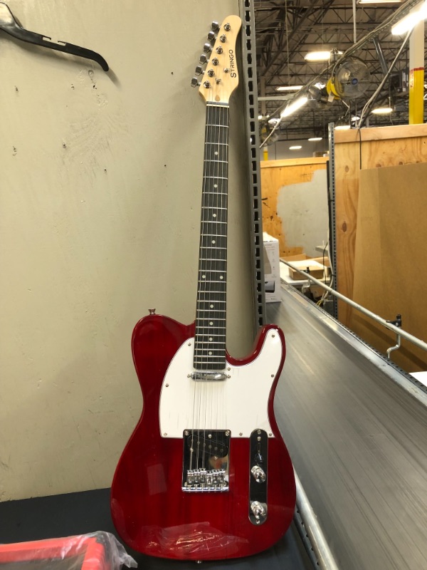 Photo 2 of Red Electric Guitar Beginner Kit Full Size 39 Inch Tele Style Guitar, 20W Amplifier 3 Picks, Shoulder Strap, Tuner, Bag Case
