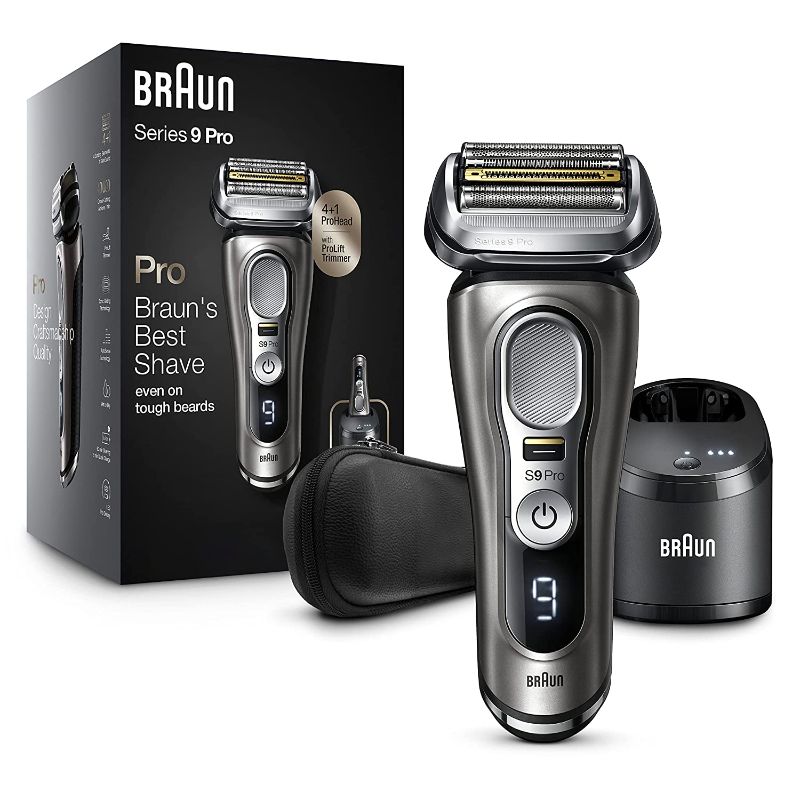 Photo 1 of Braun Electric Razor for Men, Series 9 Pro 9465cc Wet & Dry Electric Foil Shaver with ProLift Beard Trimmer, Cleaning & Charging SmartCare Center, Noble Metal
