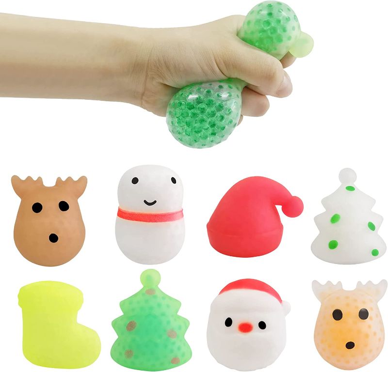 Photo 1 of 8 Pack Christmas Jumbo Sensory Squeeze Balls Toy with Water Beads to Stress