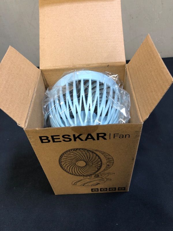 Photo 2 of BESKAR Poetable 6 inch Clip on Fan - 5000mAh Battery Rechargeable with CVT Speeds and Strong Airflow
