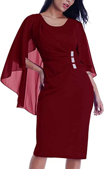 Photo 1 of Flattering Cape Sleeve Bodycon Party Pencil Dress SIZE XXL 