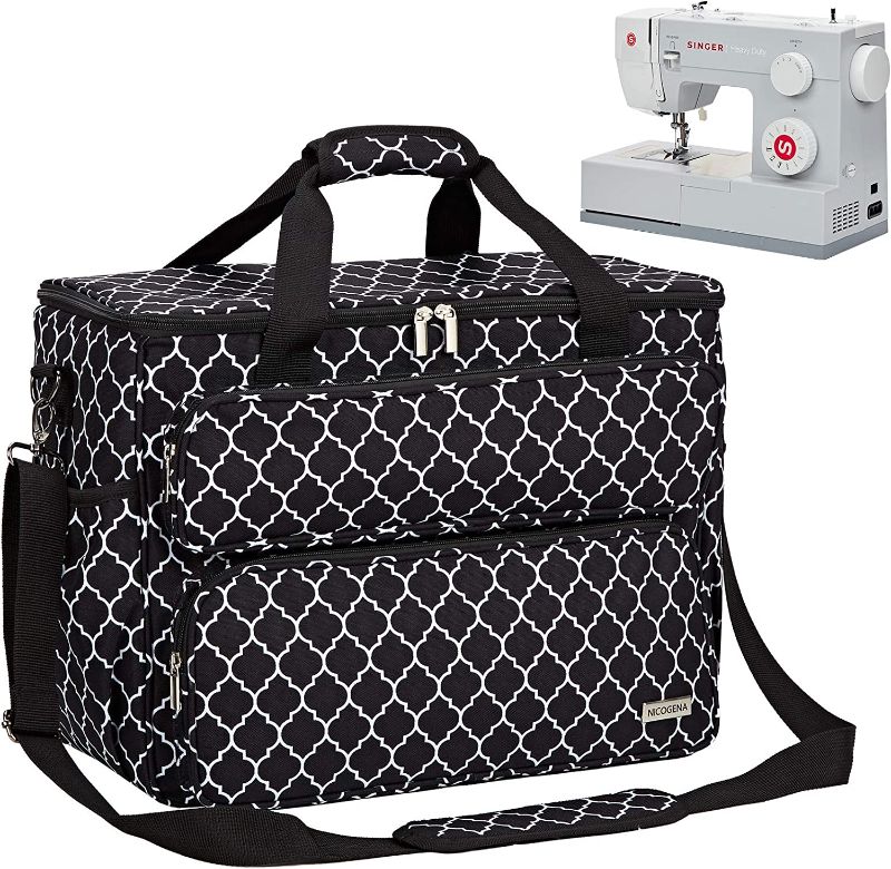 Photo 1 of A Sewing Machine Carrying Case, Universal Travel Tote Bag with Shoulder Strap for Singer, Brother, Janome and Accessories, Lantern Black