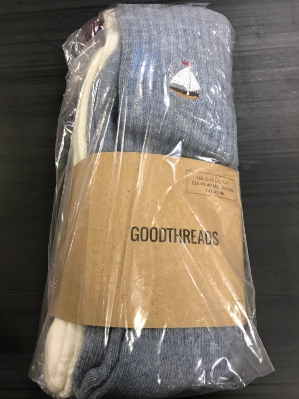 Photo 2 of Goodthreads mens Ribbed Crew Sock One Size Nautical