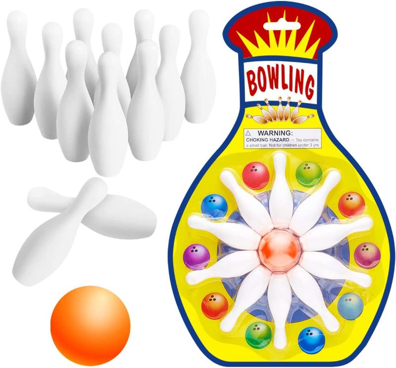 Photo 1 of 16 Sets Mini Bowling Game Mini Tabletop Bowling Set Mini Hilariously Fun Bowling Games Includes 10 Miniature Pins and 1 Ball Portable for Christmas Party Favors Goodie Bag Fillers Prizes Sport