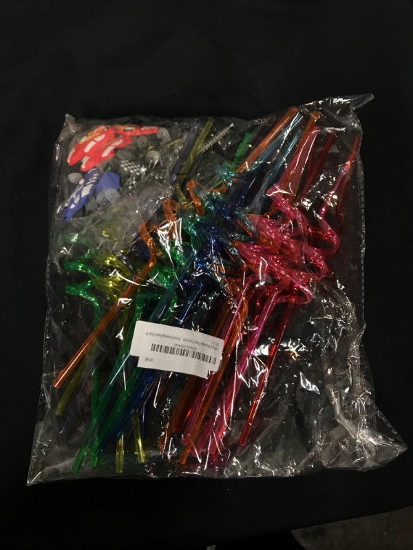 Photo 2 of 24Pack Hotwheels Reusable Party Favors Straws for Birthday Party Supplies, Cartoon Themed Plastic Rainbow Drinking Straws with 2 PCS Straws Cleaning Brush Style Bb ** FACTORY SEALED 