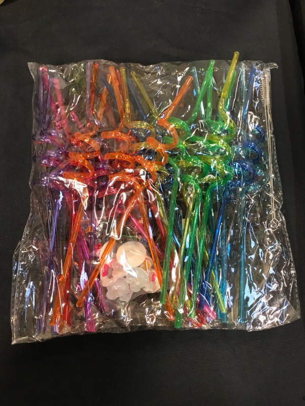 Photo 2 of 24 Pcs Summer Beach Pool Party Favor Drinking Straws Summer Party Favor for Pool Birthday Party Supplies Reusable Plastic Drinking Straws 2 Pcs Cleaning Brushes inside