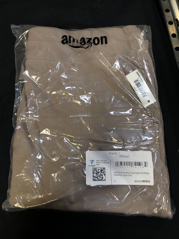 Photo 1 of Daily Ritual Women's Terry Cotton and Modal Drawstring Jogger Pant Large Smokey Grey ** FACTORY SEALED 