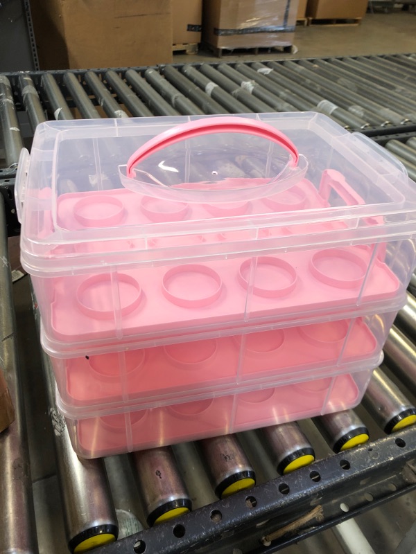 Photo 1 of 3 Tier Cupcake Carrier with Lid, Holds 36 Cupcakes (13.5 x 10.25 x 10.75 In)