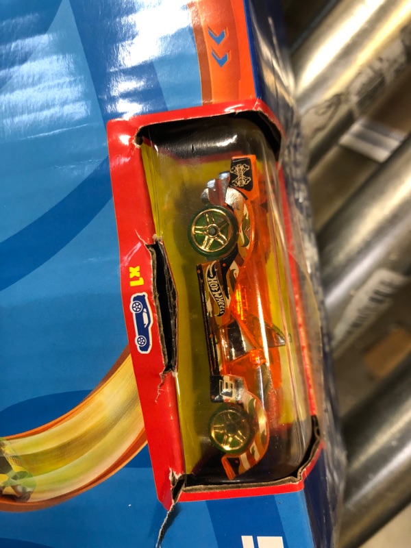 Photo 4 of ?Hot Wheels Track Set and 1:64 Scale Toy Car, 29" Tall Track with Motorized Booster for Fast Racing, Action Spiral Speed Crash Playset???? SHIPS IN OWN CONTAINER