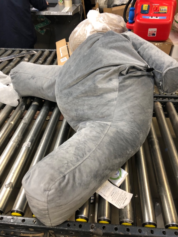 Photo 3 of Milliard Extra Large Reading Pillow with Shredded Memory Foam, Wedge Back Rest Pillow for Sitting in Bed with Removable Cover –24x18 inches (Velour Grey)