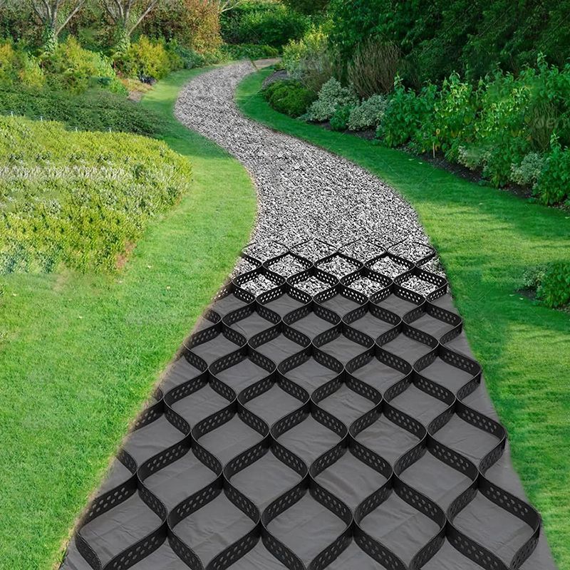 Photo 1 of 2" Thick Gravel Ground Grid 13ft x 33ft - Geo Grid Driveway Stabilization Grids, Gravel Retainer Grid 1800 LBS Per Sq ft, Geocell Paver System for Walkway Driving RV Parking Slopes and Garden
