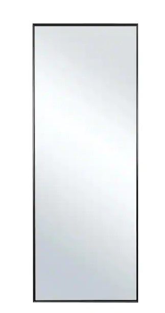 Photo 1 of 64.17 in. x 21.26 in. Oversize Modern Rectangle Oversized Black Metal Framed Full Length Standing Mirror
