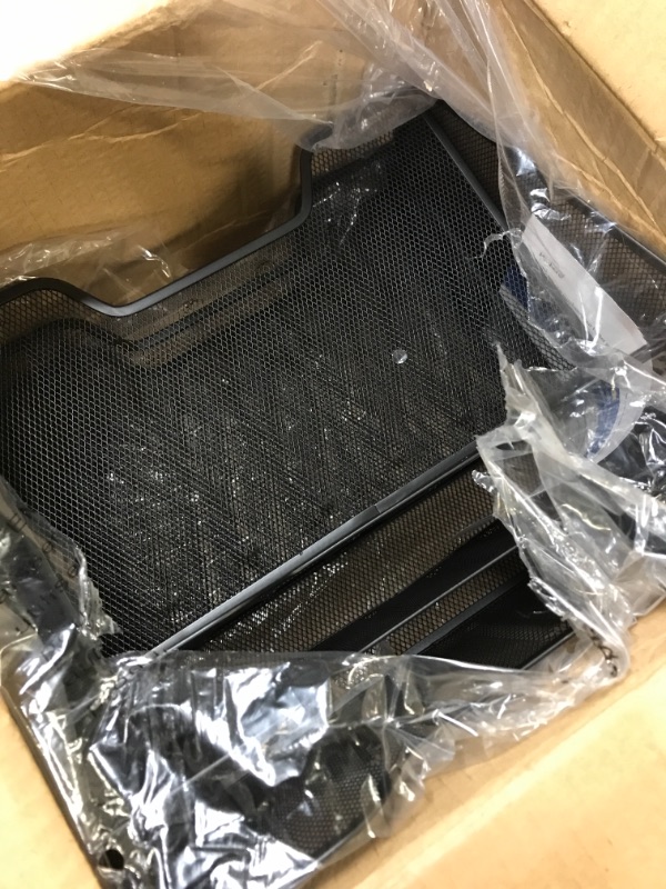 Photo 1 of Halter Mesh Desk Organizer for Office Supplies Organization - 5 Compartments - 3 Letter Tray and 2 Vertical Upright Folder Holder - Ideal Paper Sorter and File Organizer for Home or Office - Black