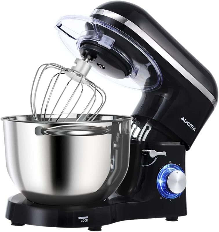 Photo 1 of Aucma Stand Mixer,6.5-QT 660W 6-Speed Tilt-Head Food Mixer, Kitchen Electric Mixer with Dough Hook, Wire Whip & Beater (6.5QT, Black)
