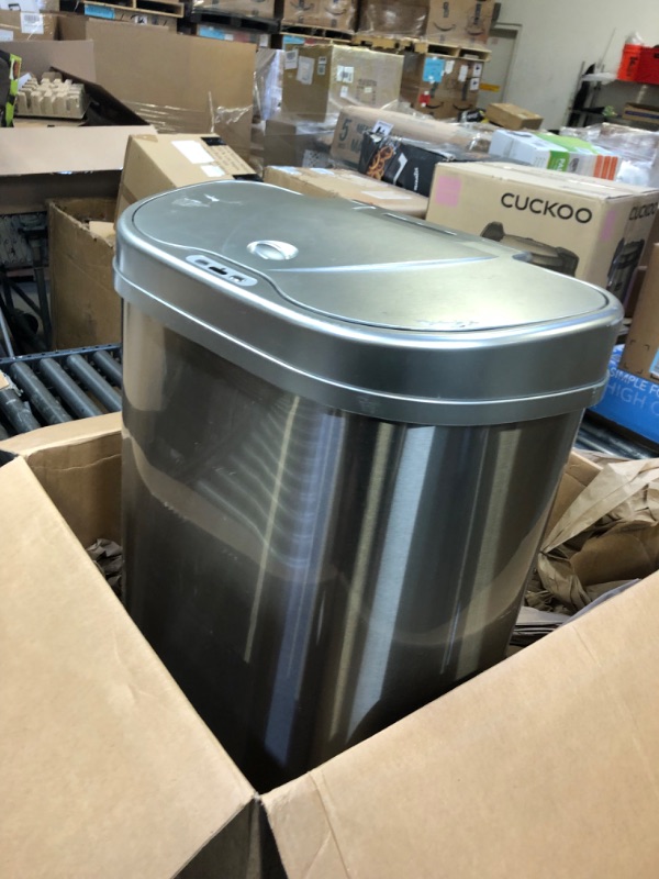 Photo 3 of Amazon Basics Automatic Hands-Free Stainless Steel Trash Can - 70-Liter, 3 Bins