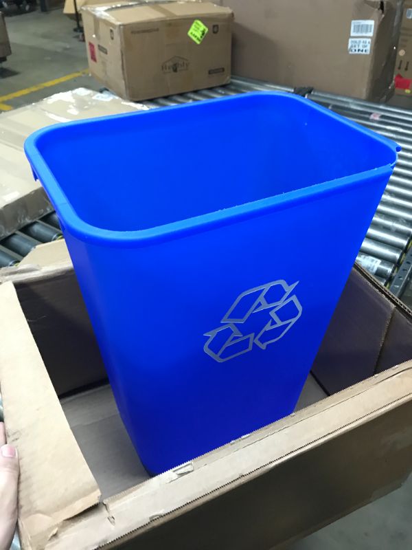 Photo 2 of AmazonCommercial 10 Gallon Commercial Office Wastebasket, Blue, w/ Recycle Logo, 1-pack BLUE 10 GALLON 1 pack