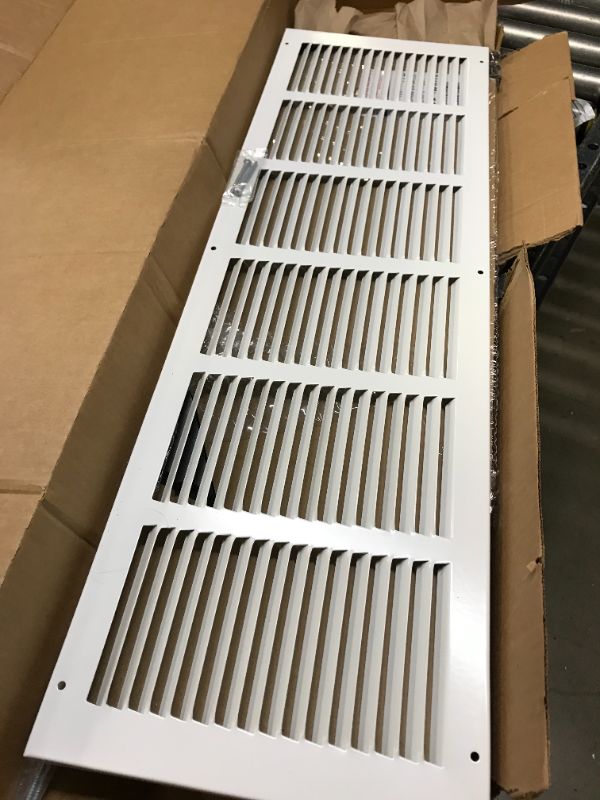 Photo 2 of 30"w X 8"h Steel Return Air Grilles - Sidewall and Ceiling - HVAC Duct Cover - White [Outer Dimensions: 31.75"w X 9.75"h]
