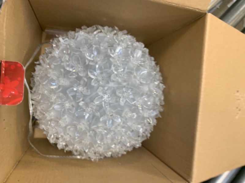 Photo 4 of Alpine Corporation 8" H Indoor/Outdoor Flashing Sphere Hanging Ornament with Multi-Colored LED Lights White --- Box Packaging Damaged, Minor Use
