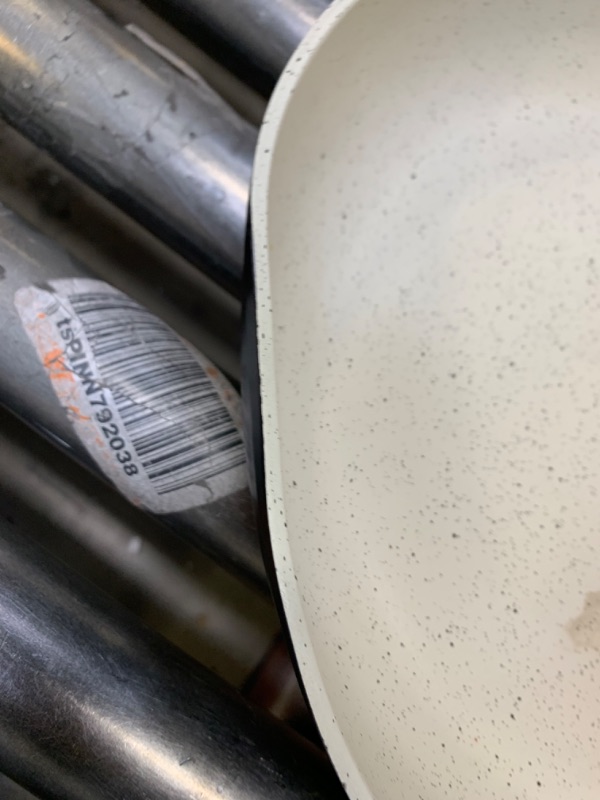 Photo 6 of 12" Stone Earth Frying Pan by Ozeri --- No Box Packaging, Moderate Use, Slightly Dirty From Previous Use, Scratches and Scuffs on item, Dirty From Previous USe, DEnt in Metal
