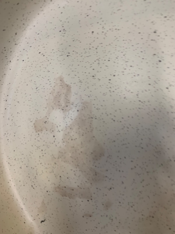 Photo 3 of 12" Stone Earth Frying Pan by Ozeri --- No Box Packaging, Moderate Use, Slightly Dirty From Previous Use, Scratches and Scuffs on item, Dirty From Previous USe, DEnt in Metal
