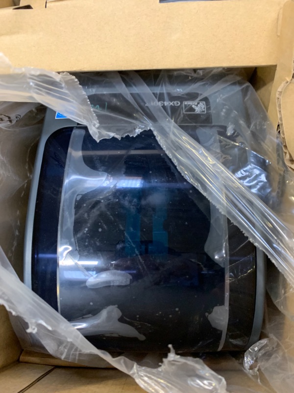 Photo 5 of ZEBRA GX430t Thermal Transfer Desktop Printer Print Width of 4 in USB Serial Parallel and Ethernet Connectivity GX43-102410-000 --- Box Packaging Damaged, Item is New
