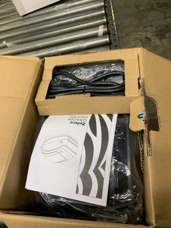 Photo 3 of ZEBRA GX430t Thermal Transfer Desktop Printer Print Width of 4 in USB Serial Parallel and Ethernet Connectivity GX43-102410-000 --- Box Packaging Damaged, Item is New
