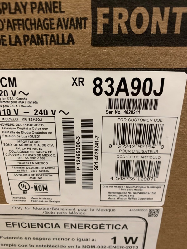 Photo 4 of Sony A90J 83 Inch TV: BRAVIA XR OLED 4K Ultra HD Smart Google TV with Dolby Vision HDR and Alexa Compatibility XR83A90J- 2021 Model --- Factory Sealed, Item is New
