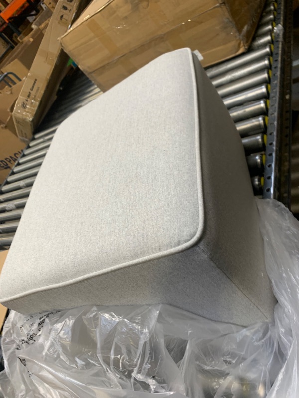 Photo 3 of Evolur Holland Upholstered Ottoman Light Grey --- Box Packaging Damaged, Minor Use
