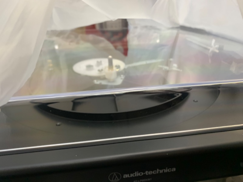 Photo 8 of Audio-Technica AT-LP60XBT-BK Fully Automatic Bluetooth Belt-Drive Stereo Turntable, Black, Hi-Fi, 2 Speed, Dust Cover, Anti-Resonance, Die-cast Aluminum Platter Black Wireless Turntable --- Box Packaging Damaged, Moderate Use, Missing Parts, Missing Needl